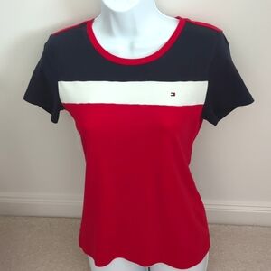 Tommy Hilfiger small red white and blue short sleeve top